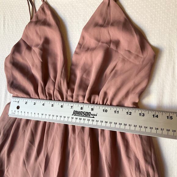 TOBI Women Maxi Dress size M Sleeveless Deep Cut V-neck Slit Backless Dusty Pink - Picture 4 of 12